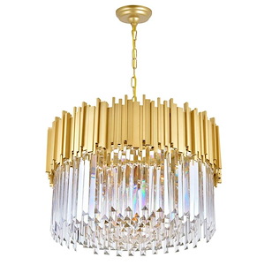 7 Light Down Chandelier with Medallion Gold Finish - 901204