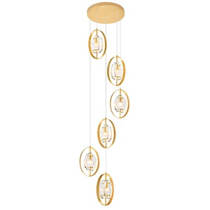 Iris - 6 Light Pendant-82 Inches Tall and 21 Inches Wide