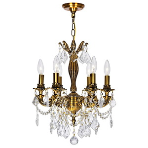 Brass - 6 Light Up Chandelier-22 Inches Tall and 18 Inches Wide - 1277184