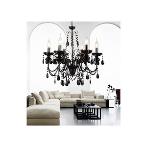 6 Light Chandelier with Black Finish