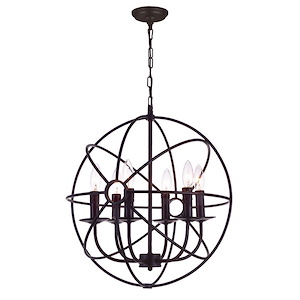 6 Light Chandelier with Brown Finish