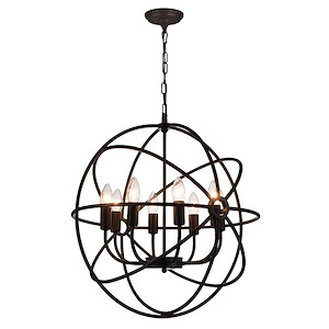 8 Light Chandelier with Brown Finish