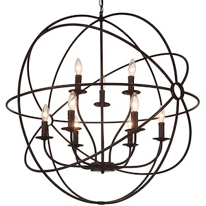 9 Light Chandelier with Brown Finish - 901787