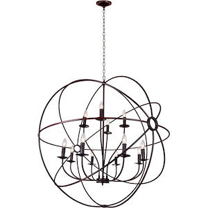 12 Light Chandelier with Brown Finish
