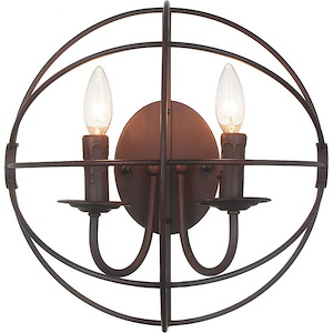 2 Light Wall Sconce with Brown Finish