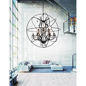 9 Light Chandelier with Brown Finish - 901796