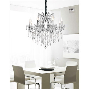 Maria Theresa - 8 Light Up Chandelier-30 Inches Tall and 32 Inches Wide - 1277220