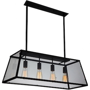 4 Light Chandelier with Black Finish