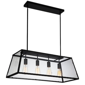 4 Light Chandelier with Black Finish