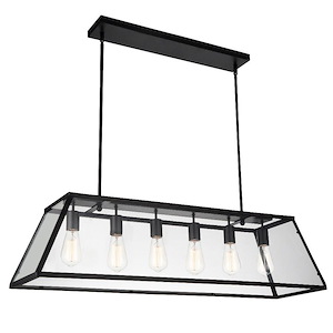 6 Light Chandelier with Black Finish