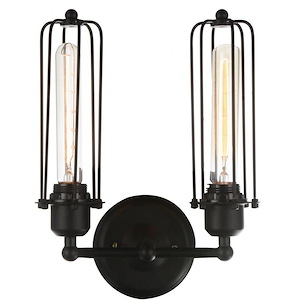 2 Light Wall Sconce with Black Finish