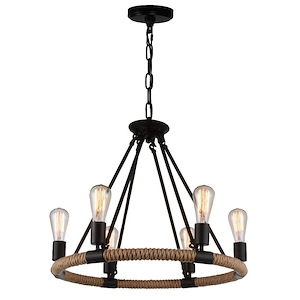 6 Light Chandelier with Black Finish - 902867