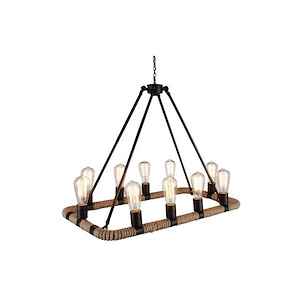 10 Light Chandelier with Brown Finish - 902868