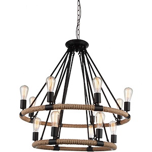 14 Light Chandelier with Black Finish