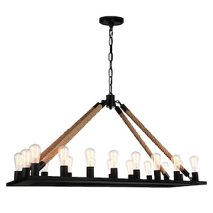 18 Light Chandelier with Black Finish