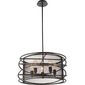 5 Light Chandelier with Brown Finish