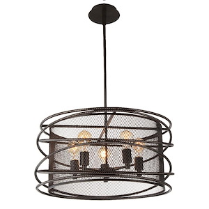 5 Light Chandelier with Brown Finish