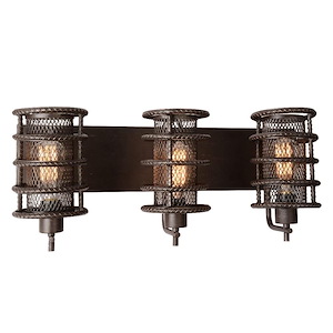 3 Light Wall Sconce with Brown Finish