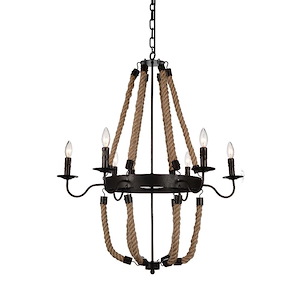 Dharla - 6 Light Up Chandelier-45 Inches Tall and 36 Inches Wide