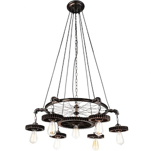 7 Light Chandelier with Blackened Copper Finish