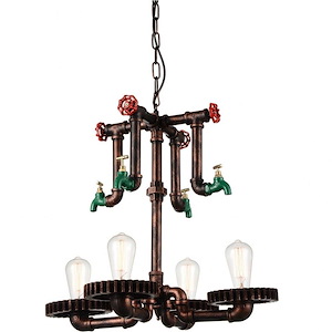 4 Light Chandelier with Speckled copper Finish - 902944