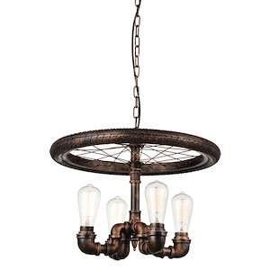 4 Light Chandelier with Blackened Copper Finish