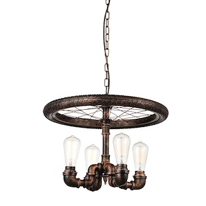 4 Light Chandelier with Blackened Copper Finish