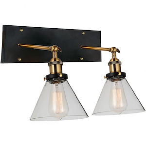 2 Light Wall Sconce with Black & Gold Brass Finish - 902957