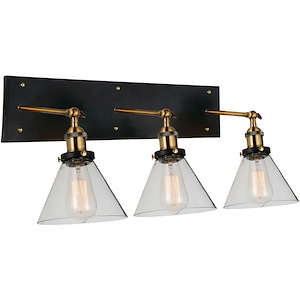 3 Light Wall Sconce with Black & Gold Brass Finish - 902958