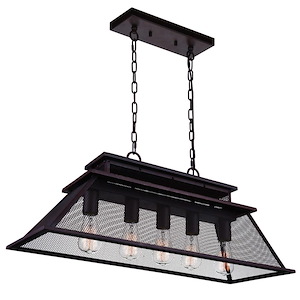 5 Light Chandelier with Reddish Black Finish