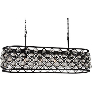 6 Light Chandelier with Black Finish and Clear Crystals - 903185