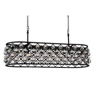 6 Light Chandelier with Black Finish and Clear Crystals