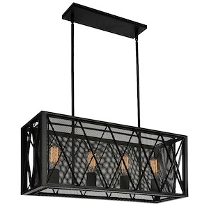 4 Light Chandelier with Black Finish