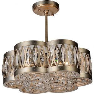 6 Light Chandelier with Champagne Finish and Clear Crystals - 903264
