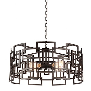 4 Light Chandelier with Brown Finish