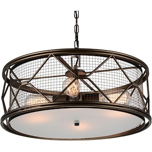 4 Light Chandelier with Light Brown Finish