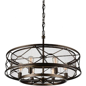 6 Light Chandelier with Light Brown Finish