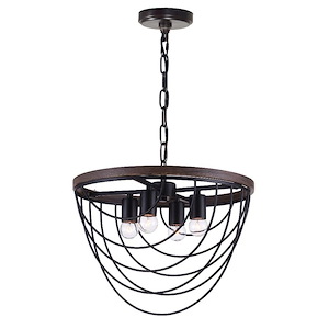 4 Light Chandelier with Black Finish