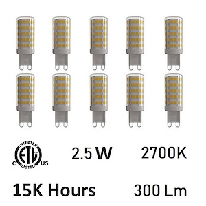 Accessory - 2.5W G9 LED Replacement Bulb (Set of 10)-1.96 Inches Tall and 0.66 Inches Wide