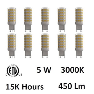 Accessory - 5W G9 LED Replacement Bulb (Set of 10)-1.96 Inches Tall and 0.74 Inches Wide