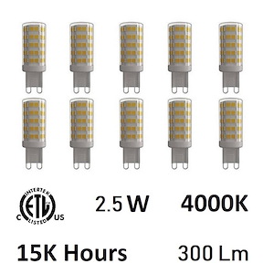 Accessory - 2.5W G9 LED Replacement Bulb (Set of 10)-1.96 Inches Tall and 0.66 Inches Wide