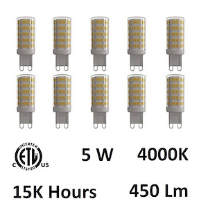 Accessory - 5W G9 LED Replacement Bulb (Set of 10)-1.96 Inches Tall and 0.75 Inches Wide