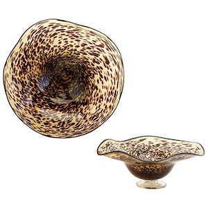 15.75 Inch small Leopard Art Glass Bowl