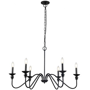 Clara - 6 Light Chandelier In Traditional Style-19 Inches Tall and 36 Inches Wide