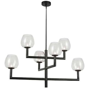 Nora - 35.75 Inch 6 Light 2-Tier Chandelier with Clear Glass Globe Shades