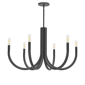 Wand - 6 Light Chandelier In Modern Style-17 Inches Tall and 28 Inches Wide - 1263193