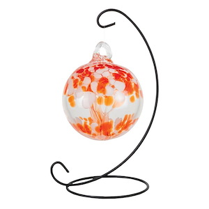 Tree Of Life - 3 Inches Nova Hand Blown Glass Ball With Stand-9 Inches Tall and 5 Inches Wide