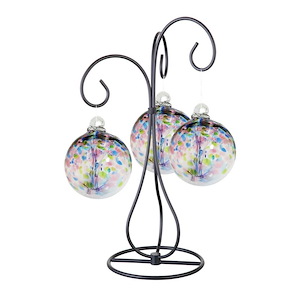 Tree Of Life 3 - 4 Inches Hope Hand Blown Glass Balls With Stand-15 Inches Tall and 11.5 Inches Wide
