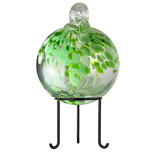 Tree Of Life - 6 Inches Celtic Hand Blown Glass Ball With Stand-10.5 Inches Tall and 6 Inches Wide