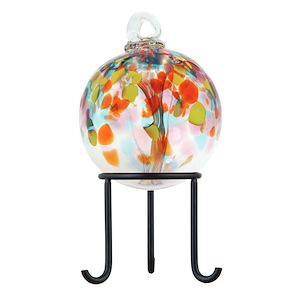 Tree Of Life - 4 Inches Eden Hand Blown Glass Ball With Stand-7.5 Inches Tall and 4 Inches Wide
